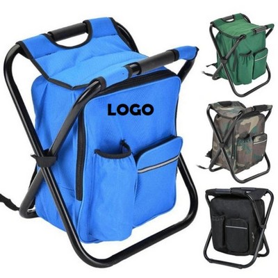 Portable Folding Camping Chair Backpack Insulated Cooler Bag