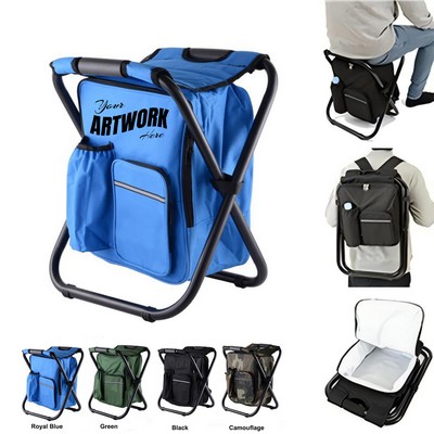 Outdoor Foldable Stool Chair with Cooler Bag 2" 1 Cooler Backpack
