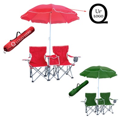 Folding Double Chairs W/ Umbrella