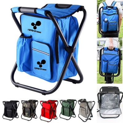 Folding Camping Chair Stool With Cooler Bag
